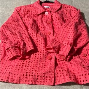 Charter Club Coral Eyelet Button-Up Blazer